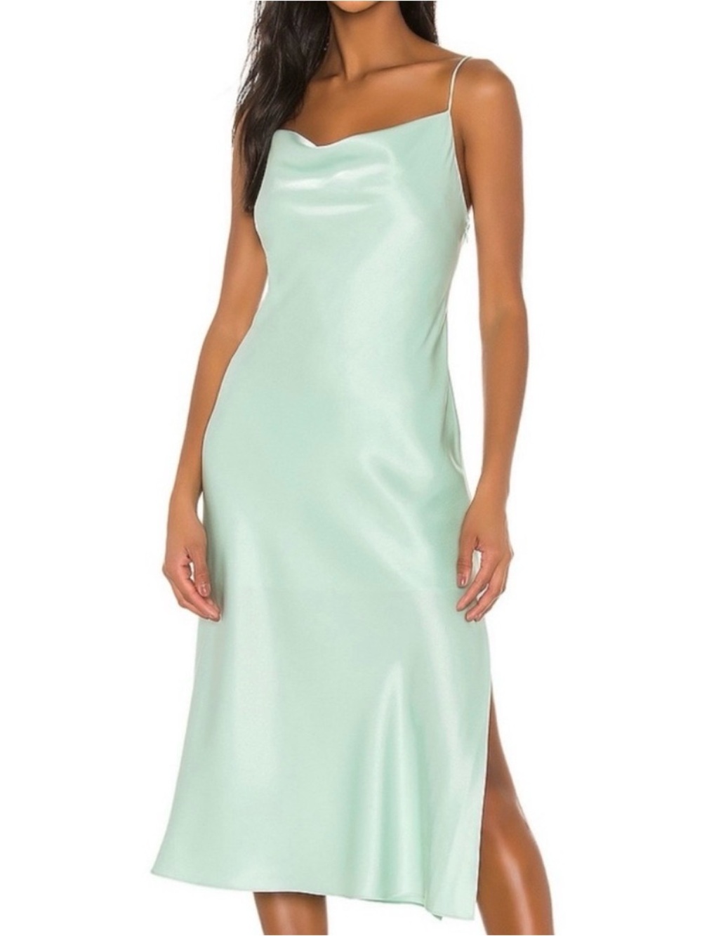 Alice + Olivia - Harmony Drape Slip Midi Dress w Slit in Mint sz 2